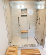 Load image into Gallery viewer, 17" Wide Teak Wall Mount Fold Down Teak Shower Seat