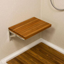 Load image into Gallery viewer, 17" Wide Teak Wall Mount Fold Down Teak Shower Seat